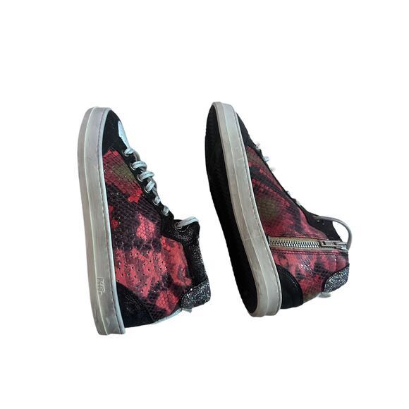 P448‎ Women's 36 High Top Skater Sneakers red black Snakeskin Python Print - Picture 11 of 13